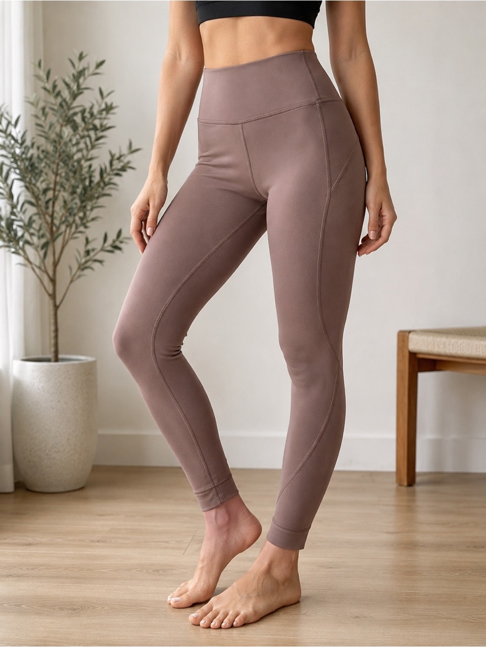 Lululemon Wunder Under High Rise Leggings Size 6 Taupe Brown Nulu Yoga Pants